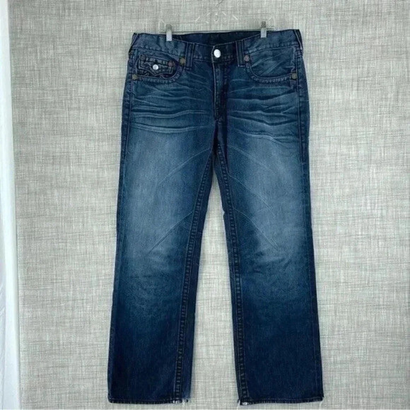 True Religion Mens size 38 rainbow ricky jeans distressed hem 1201 - Picture 1 of 11